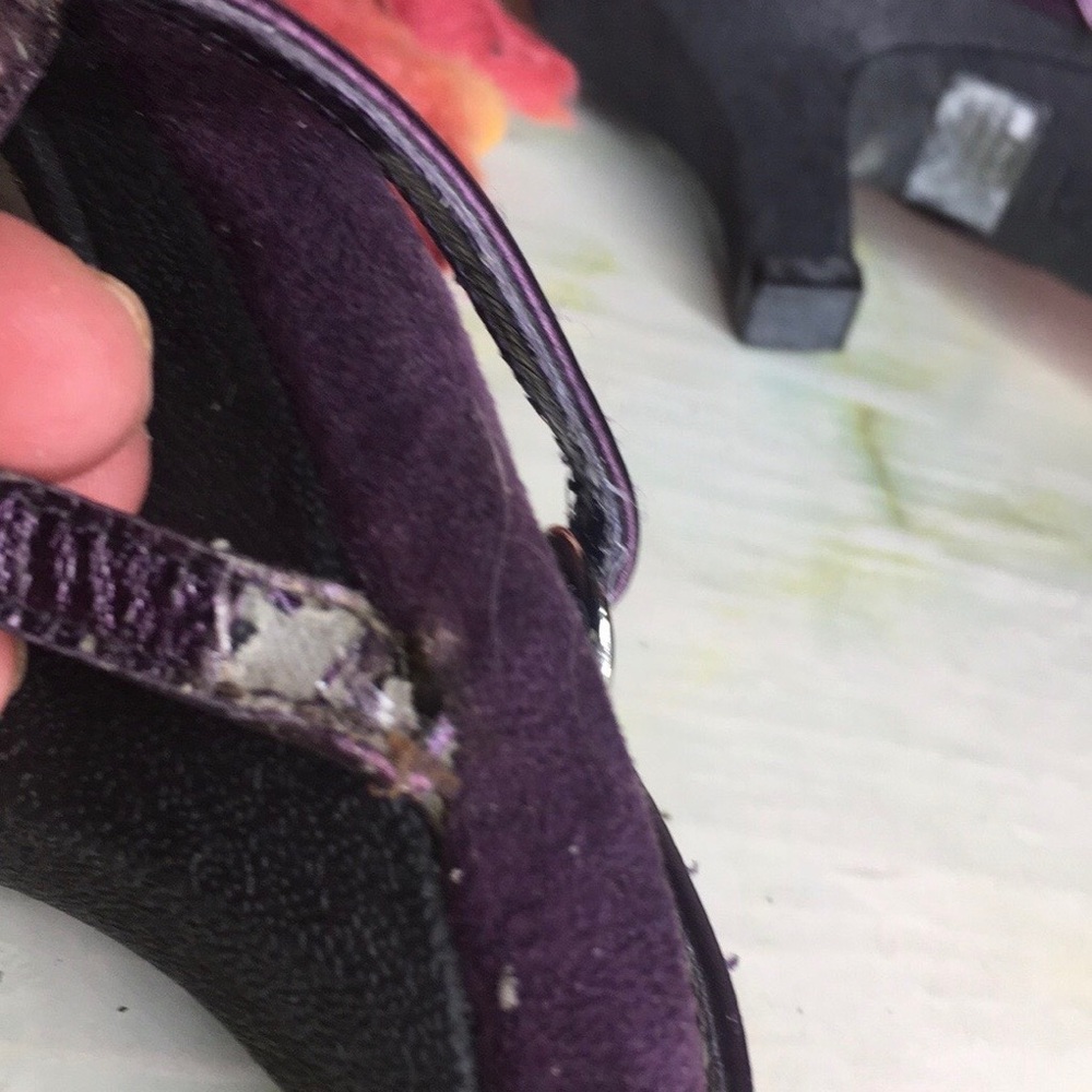 Aerosoles Metallic Dark Purple Strappy Leather High Heel Sandals - Picture 14 of 14